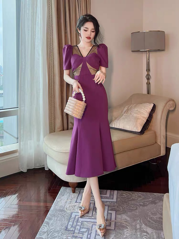 ĐẦM ĐUÔI CÁ PHỐI REN CAO CẤP D135